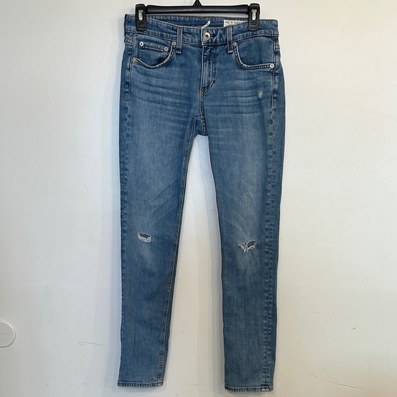 Rag & Bone Dre Low Rise Slim Boyfriend Women’s Jeans Distressed Med Wash Sz 25 - Picture 1 of 8